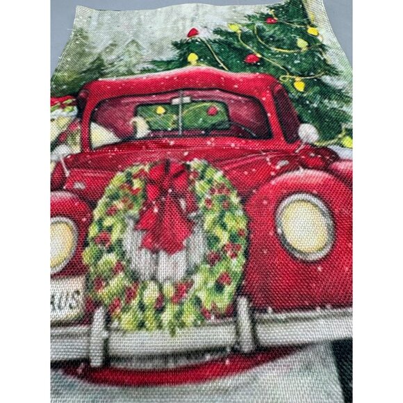 Christmas Decor Santa Claus Red Truck Canvas Flag 12"x18" Festive Design READ - Picture 5 of 6